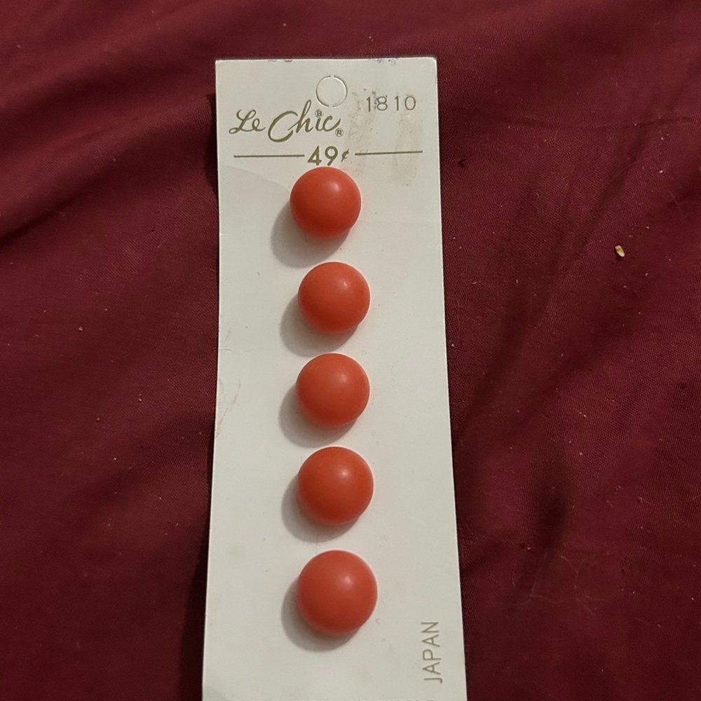 Vintage Le Chic Sewing Buttons. Orange. New.